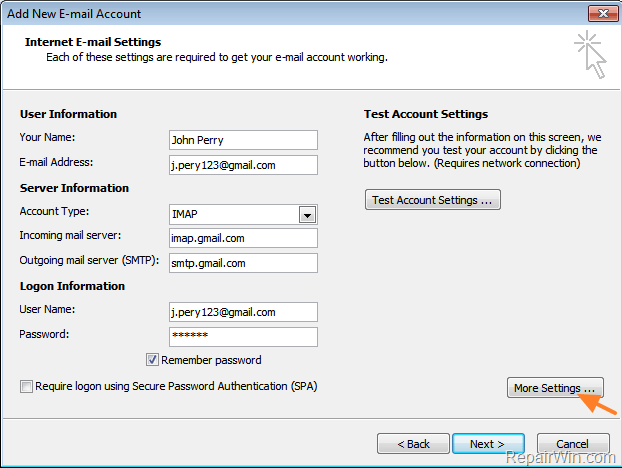 pop and imap account settings setup